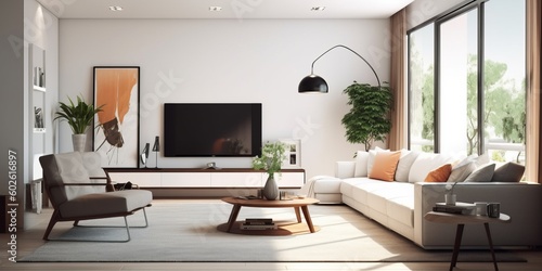 Contemporary Stylish Living Room Design AI Generated