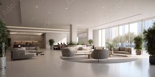 Elegant Modern Lobby Interior Design AI Generated photo