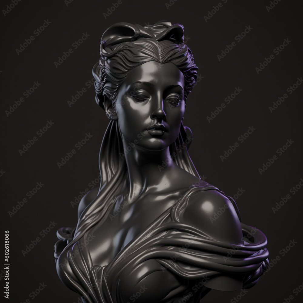 Antique statue of a woman with a dress on it Generative AI