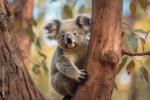 Cute koala napping in a tree with its arms spread wide © Suplim