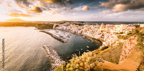 Fototapeta Naklejka Na Ścianę i Meble -  beautiful italian island procida famous for its colorful marina, tiny narrow streets and many beaches