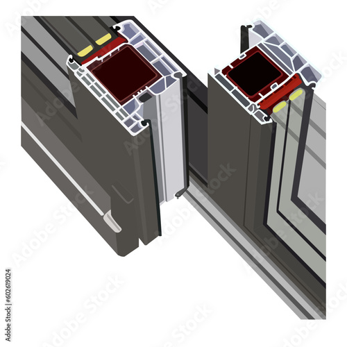Vector illustration of pvc sliding profile in section