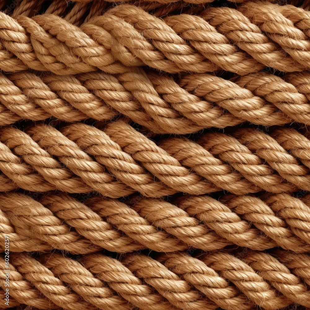 Brown Pattern Of Ropes Close Up Very Detailed Tile Seamless Background. Generative AI