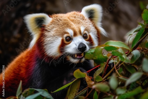 Red panda snacking on bamboo © Suplim