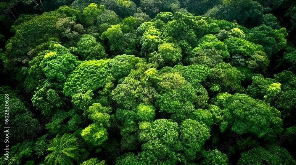 drone view of lush green rainforest esg concept