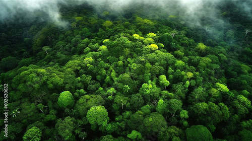 drone view of lush green rainforest esg concept