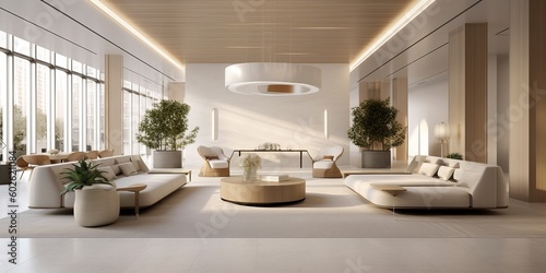 Elegant Modern Lobby Interior Design AI Generated © ArquitecAi
