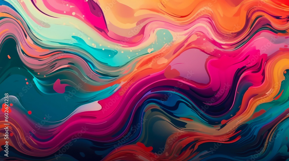 Colorful psychedelic liquefied background. Fluid painting texture.. Generated AI