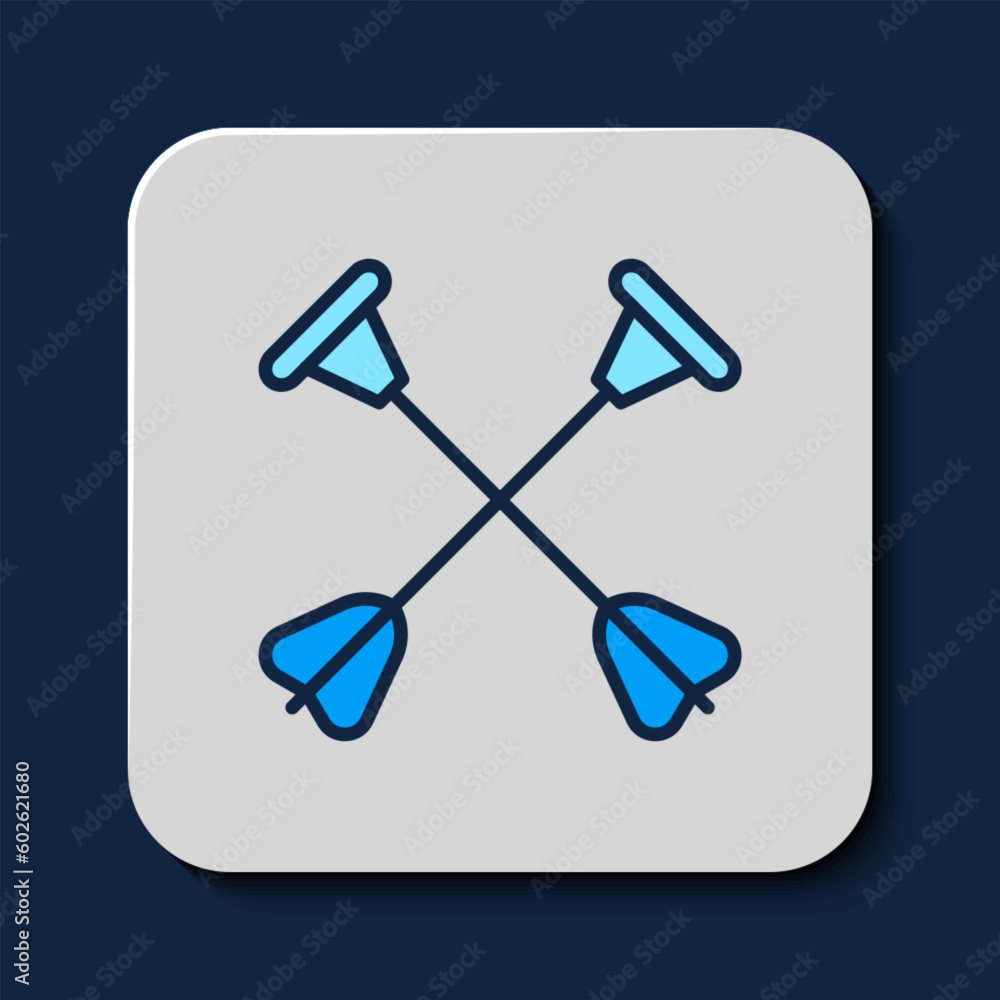 Filled outline Arrow with sucker tip icon isolated on blue background. Vector Filled outline Arrow with sucker tip icon isolated on blue background. Vector