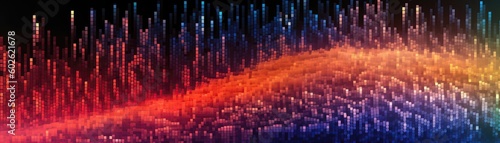 Bit Wave With Coral Style Background Panoramic Banner. Generative AI