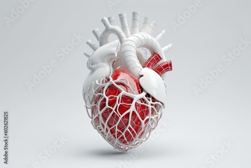 Medical anatomical heart, 3d render, Realistic heart, Soft light, Studio background, Heart isolated, Generative AI