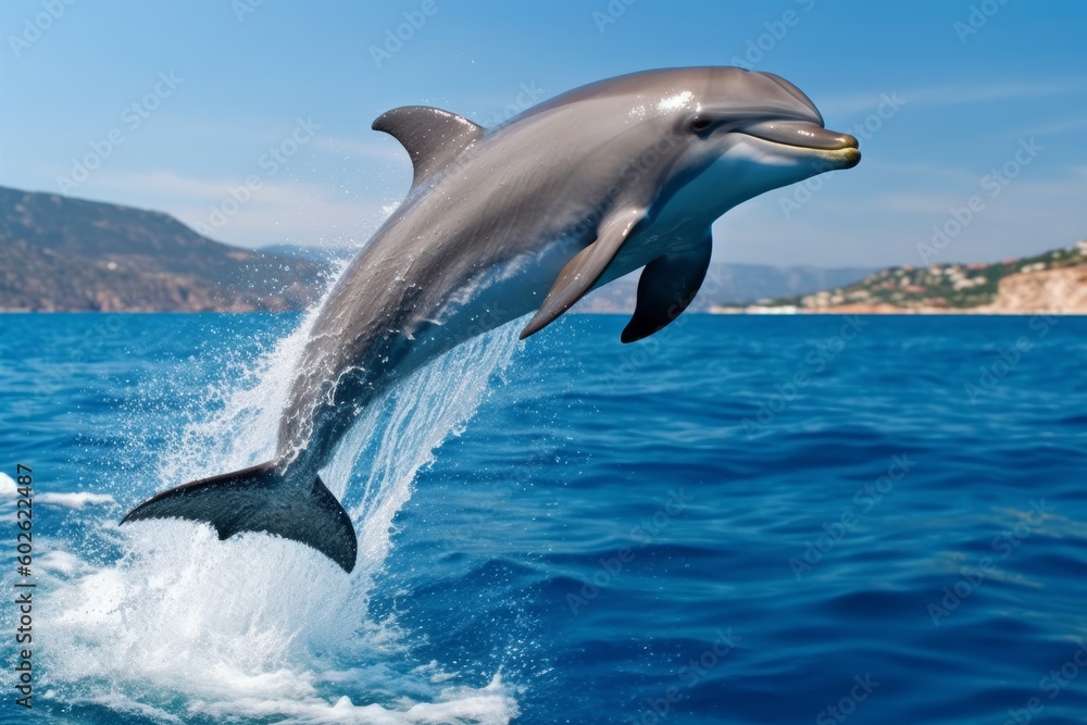 Fototapeta premium Playful dolphin jumping out of the water