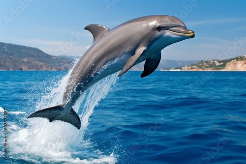 Playful dolphin jumping out of the water © Suplim