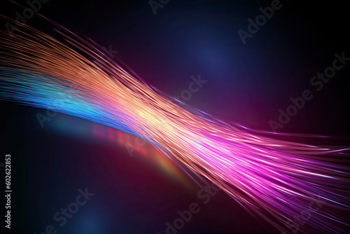 Glowing optical fiber cable or wire realistic vector, fiber optics future technologies. Speed internet connection, network communication and telecommunication, multimedia, digital data bandwidth © rufous