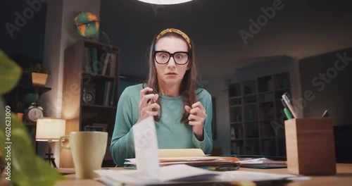 Woman receiving an expensive invoice