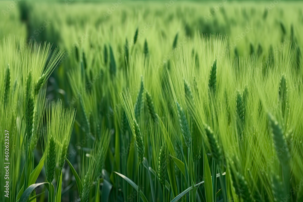 growing green wheat field detail view growing green wheat field detail view
