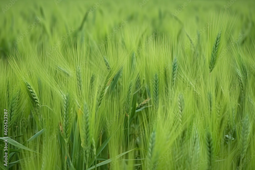 growing green wheat field detail view growing green wheat field detail view