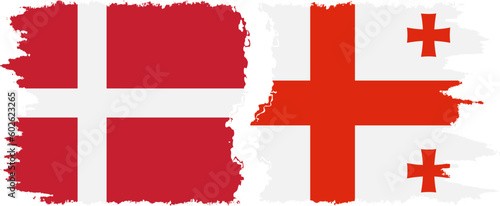 Georgia and Denmark grunge flags connection vector