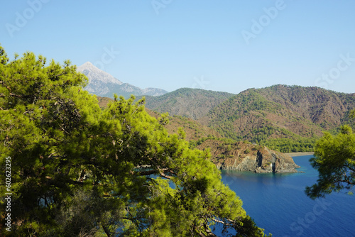 The panorama of Tahtali mountain from the Lycian Way, Antalya provence, Turkey © nastyakamysheva