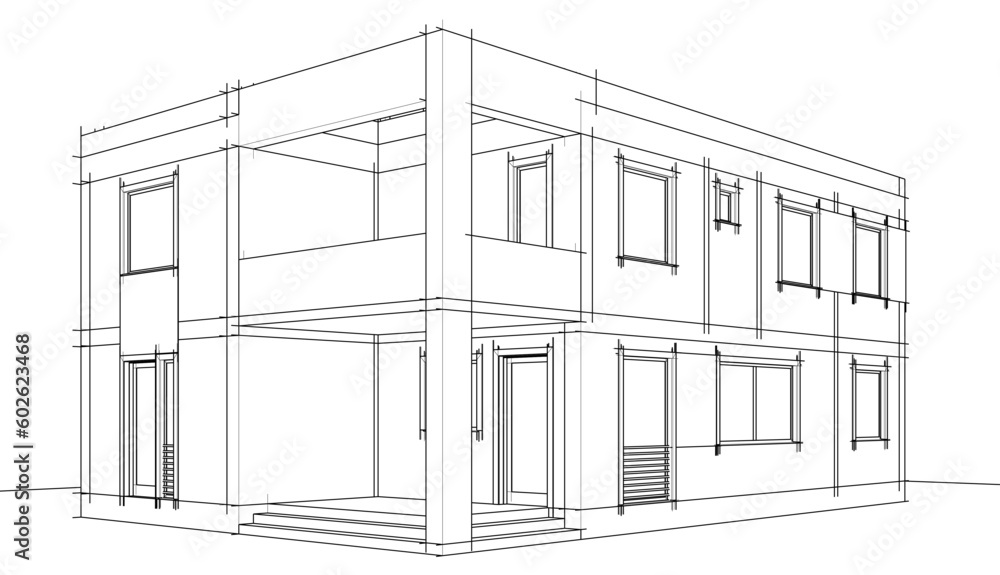 Architecture building 3d drawing vector illustration Architecture building 3d drawing vector illustration