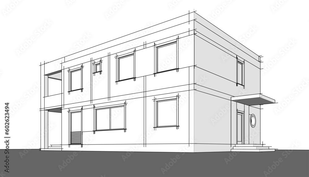 Architecture building 3d drawing vector illustration Architecture building 3d drawing vector illustration
