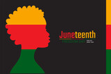 Juneteenth Freedom Day Background design. Poster or banner with people, Juneteenth and copy space. 19 June. Vector Illustration