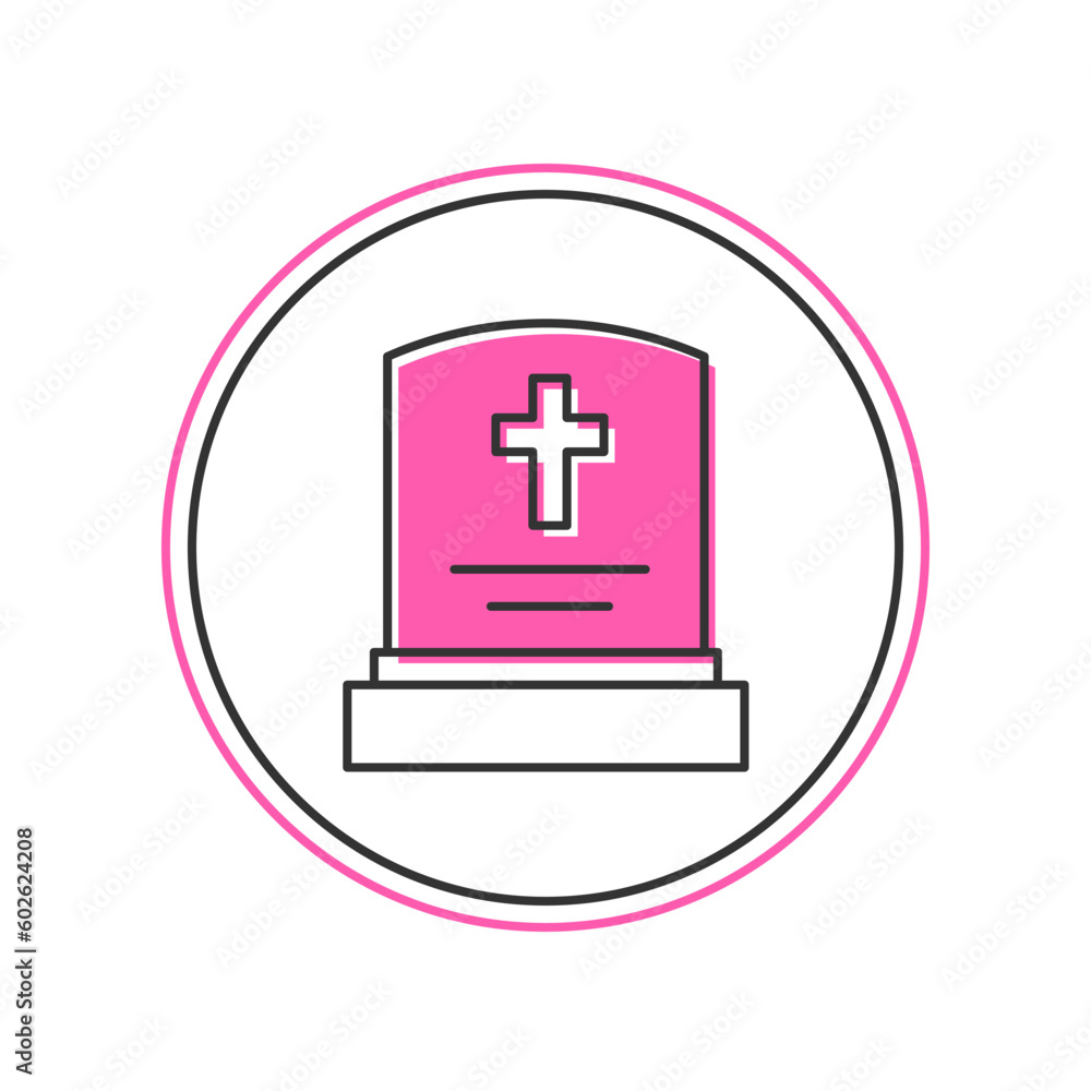Filled outline Grave with tombstone icon isolated on white background. Vector Filled outline Grave with tombstone icon isolated on white background. Vector