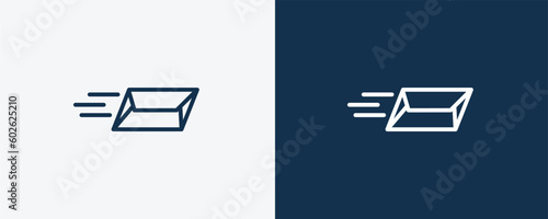 express mail icon. Outline express mail icon from delivery and logistics collection. linear vector isolated on white and dark blue background. Editable express mail symbol.