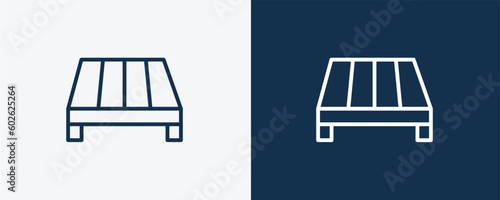 pallet icon. Outline pallet icon from delivery and logistics collection. linear vector isolated on white and dark blue background. Editable pallet symbol.