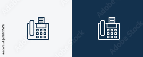 fax machine icon. Outline fax machine icon from electronic device and stuff collection. linear vector isolated on white and dark blue background. Editable fax machine symbol.