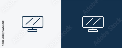 lcd icon. Outline lcd icon from electronic device and stuff collection. linear vector isolated on white and dark blue background. Editable lcd symbol.