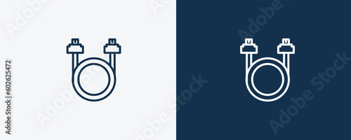 sata icon. Outline sata icon from electronic device and stuff collection. linear vector isolated on white and dark blue background. Editable sata symbol.