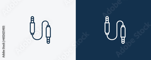 sound cable icon. Outline sound cable icon from electronic device and stuff collection. linear vector isolated on white and dark blue background. Editable sound cable symbol.