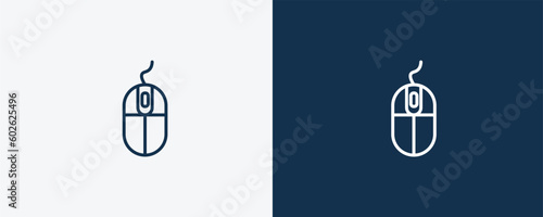 mouse icon. Outline mouse icon from electronic device and stuff collection. linear vector isolated on white and dark blue background. Editable mouse symbol.