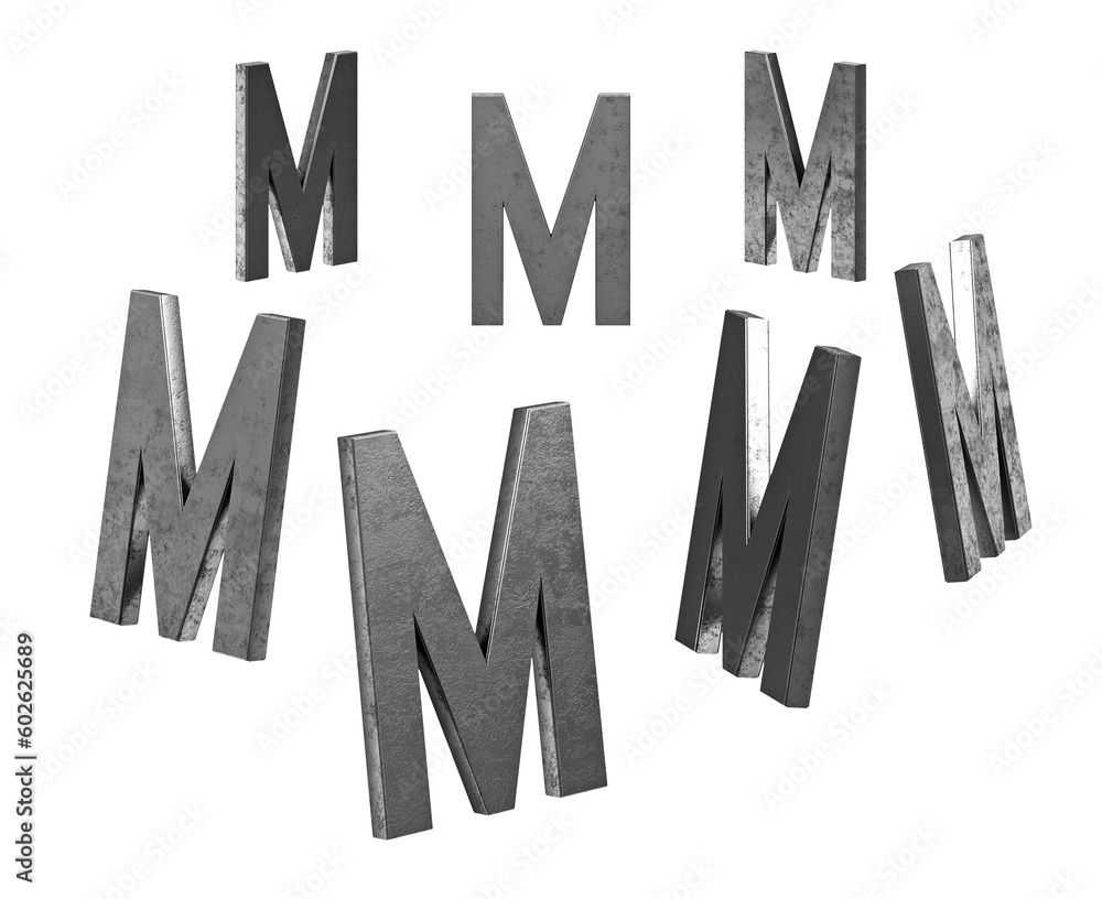Metallic 3D Alphabet or Letter PNG Images - 7 Views in 1 Metallic 3D Alphabet or Letter PNG Images - 7 Views in 1