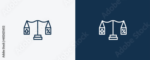 juridical icon. Outline juridical icon from real estate industry collection. Linear vector isolated on white and dark blue background. Editable juridical symbol.