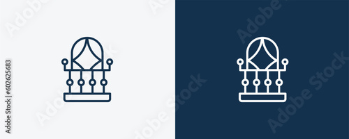 balcony icon. Outline balcony icon from real estate industry collection. Linear vector isolated on white and dark blue background. Editable balcony symbol.