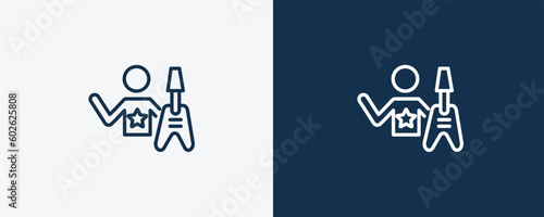 rocker icon. Outline rocker icon from social media marketing collection. Linear vector isolated on white and dark blue background. Editable rocker symbol.