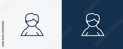 user avatar icon. Outline user avatar icon from social media marketing collection. Linear vector isolated on white and dark blue background. Editable user avatar symbol.