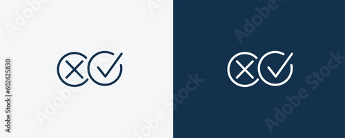 pros and cons icon. Outline pros and cons icon from social media marketing collection. Linear vector isolated on white and dark blue background. Editable pros and cons symbol.