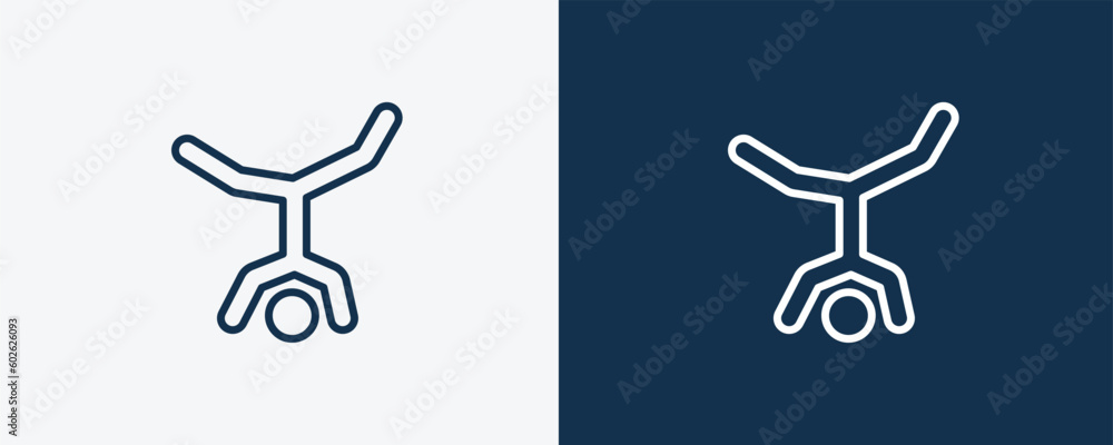 capoeira icon. Outline capoeira icon from sport and games collection. Linear vector isolated on white and dark blue background. Editable capoeira symbol. capoeira icon. Outline capoeira icon from sport and games collection. Linear vector isolated on white and dark blue background. Editable capoeira symbol.
