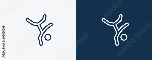 Fototapeta Naklejka Na Ścianę i Meble -  breakdance icon. Outline breakdance icon from sport and games collection. Linear vector isolated on white and dark blue background. Editable breakdance symbol.