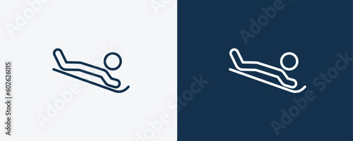 snow slide zone icon. Outline snow slide zone icon from sport and games collection. Linear vector isolated on white and dark blue background. Editable snow slide zone symbol.