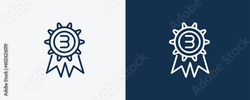 third icon. Outline third icon from sport and games collection. Linear vector isolated on white and dark blue background. Editable third symbol.