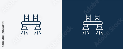flyboard icon. Outline flyboard icon from ai and future technology collection. Linear vector isolated on white and dark blue background. Editable flyboard symbol.