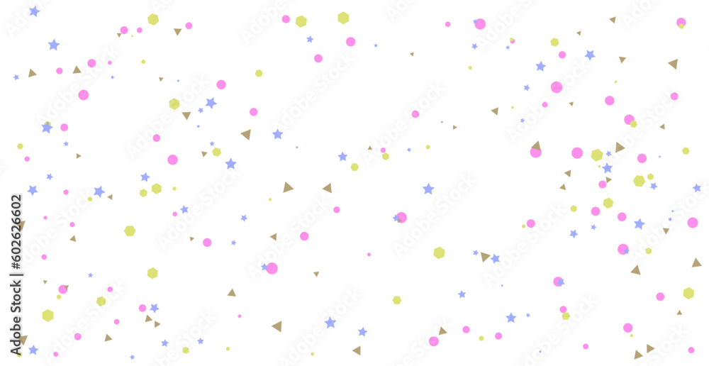 Many falling colorful geometric confetti  isolated on transparent background. Celebration banner. Vector illustration
