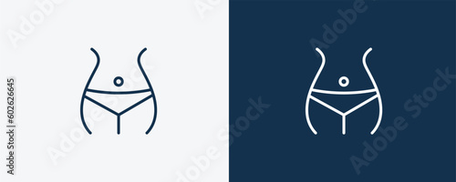 women waist icon. Outline women waist icon from beauty and elegance collection. Linear vector isolated on white and dark blue background. Editable women waist symbol.