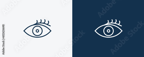 woman eye icon. Outline woman eye icon from beauty and elegance collection. Linear vector isolated on white and dark blue background. Editable woman eye symbol.