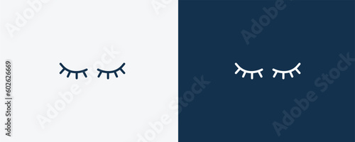 two eyelashes icon. Outline two eyelashes icon from beauty and elegance collection. Linear vector isolated on white and dark blue background. Editable two eyelashes symbol.