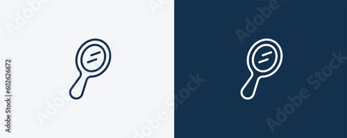 hand mirror icon. Outline hand mirror icon from beauty and elegance collection. Linear vector isolated on white and dark blue background. Editable hand mirror symbol.